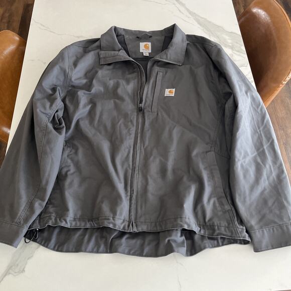 Carhartt Gray Duck Canvas Jacket Mens Size 2XL Lined Full Zip Work Coat EUC - Picture 1 of 15